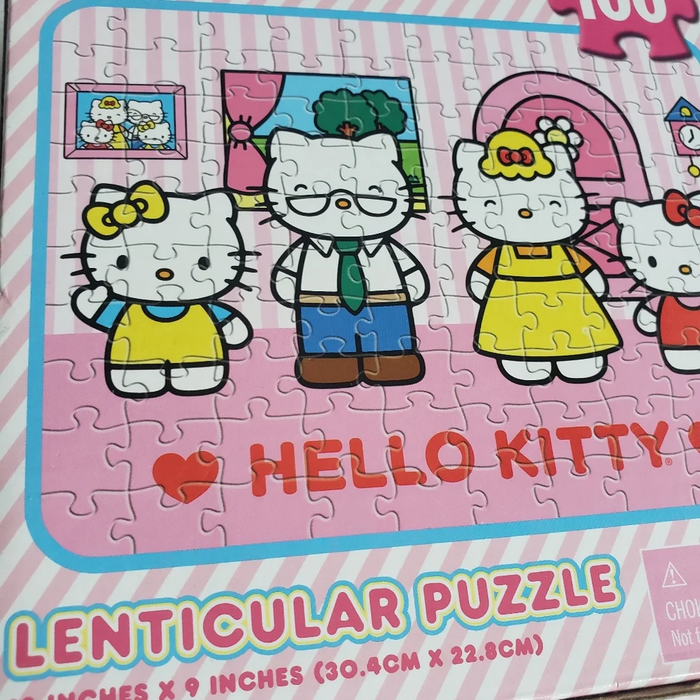 Hello Kitty New in box family 100‎ piece lenticular puzzle